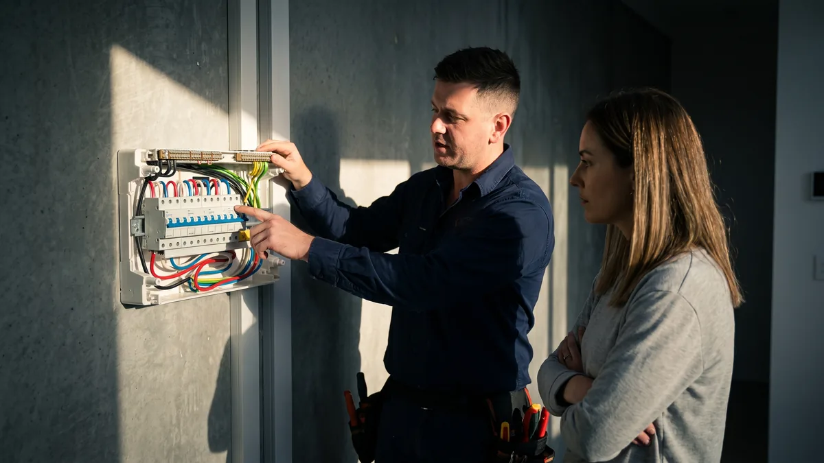 Electricians: walking a homeowner through a new switchboard