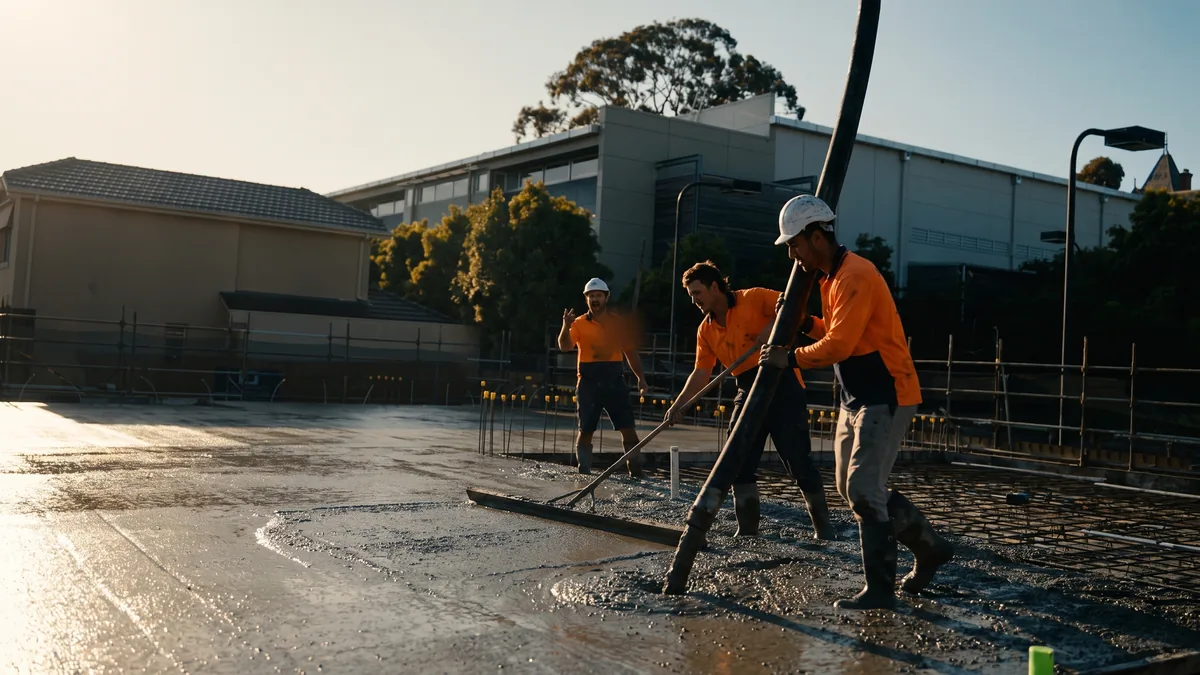 Concreters: working a wet pour with the crew