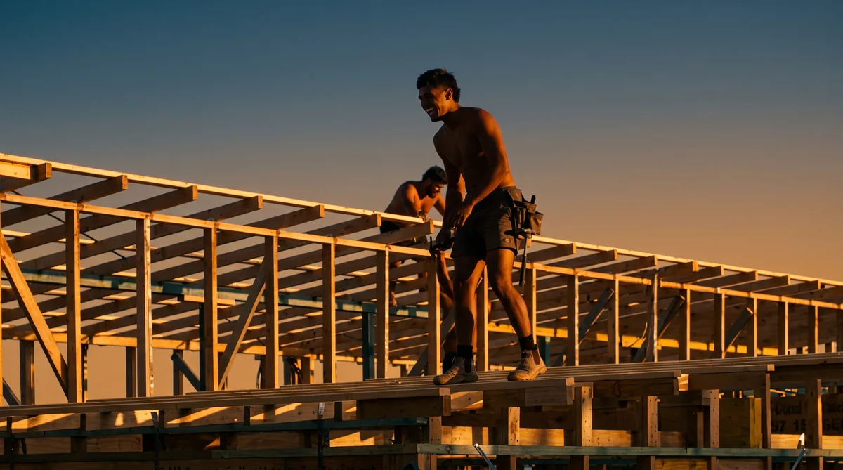 Builders: on the top plate with the trusses up